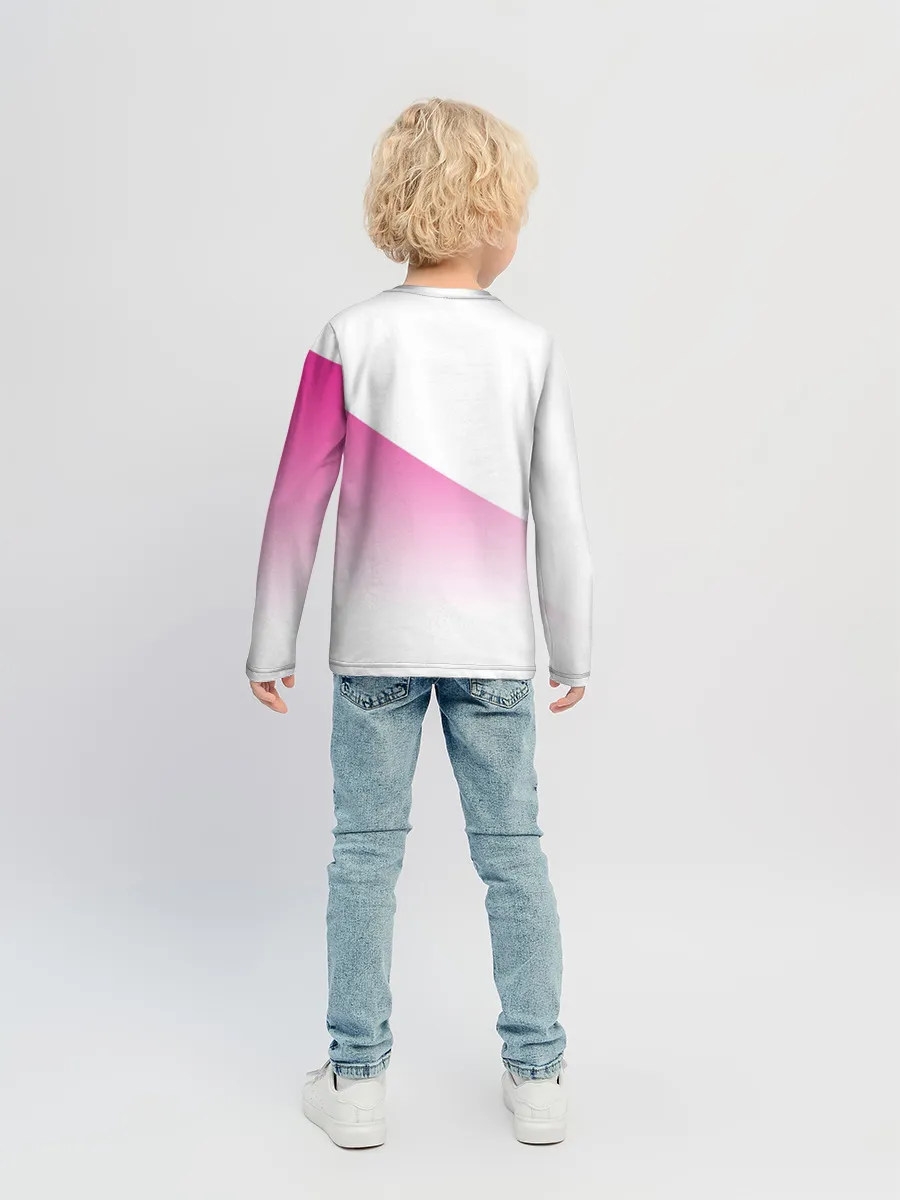 Детский лонгслив / Лого джоджо розовый треугольник