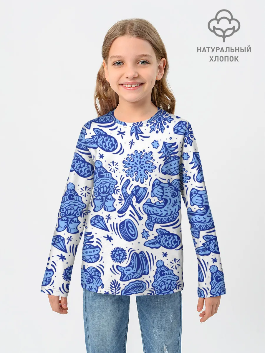 Детский лонгслив / Сибирская гжель