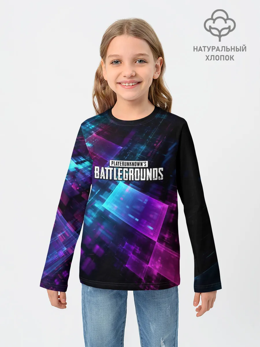 Детский лонгслив / Pubg neon style 2019