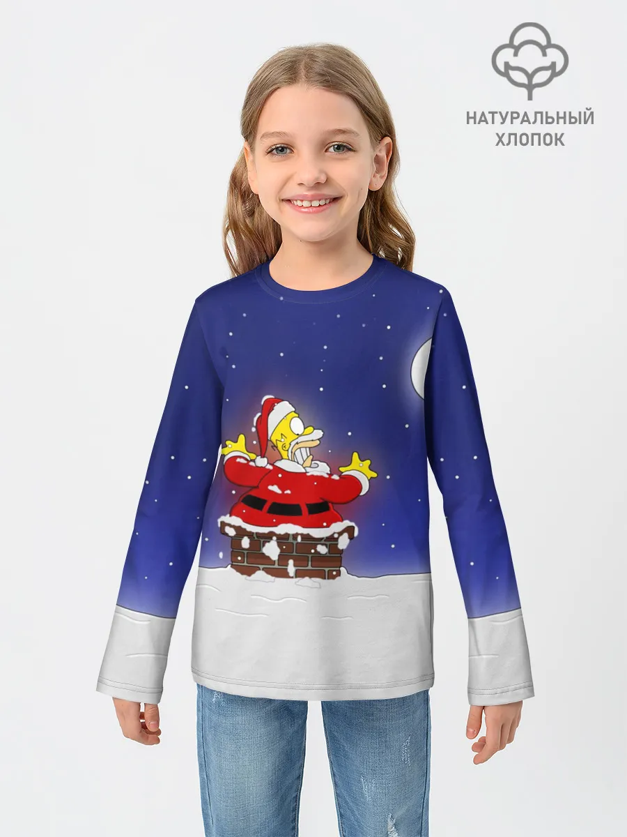 Детский лонгслив / Гомер Санта Клаус