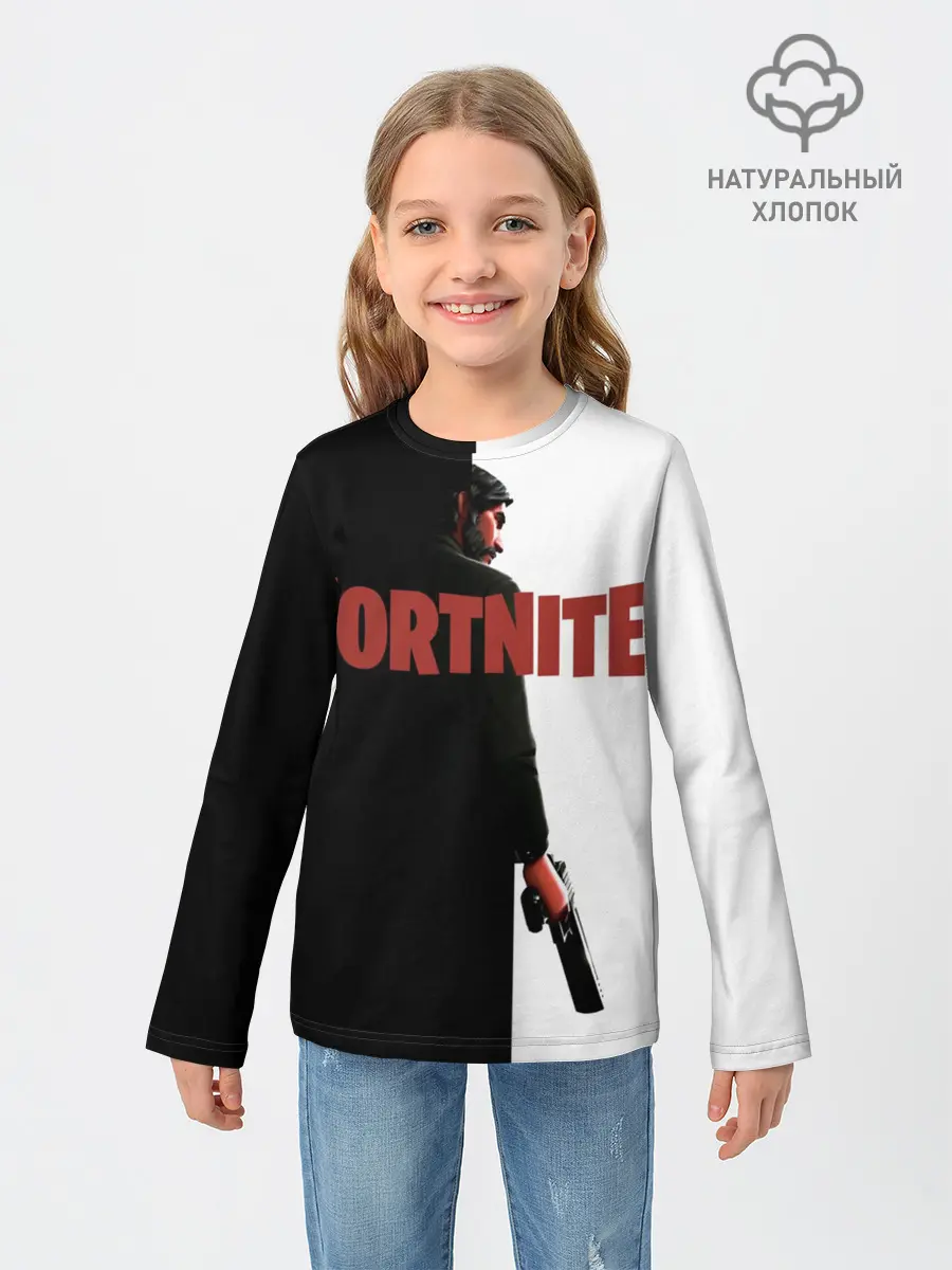 Детский лонгслив / The Reaper Half Black Fortnite