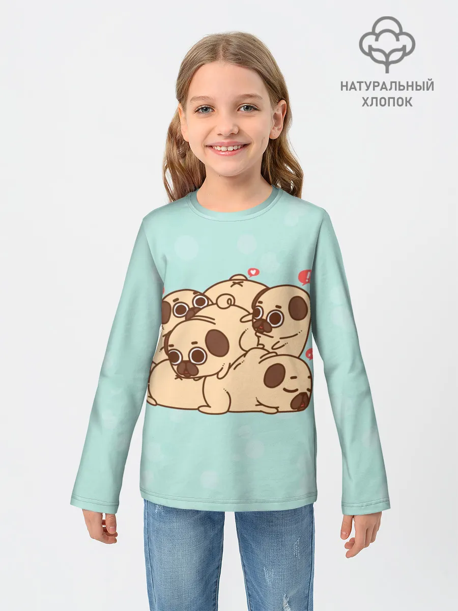 Детский лонгслив / Мопсы
