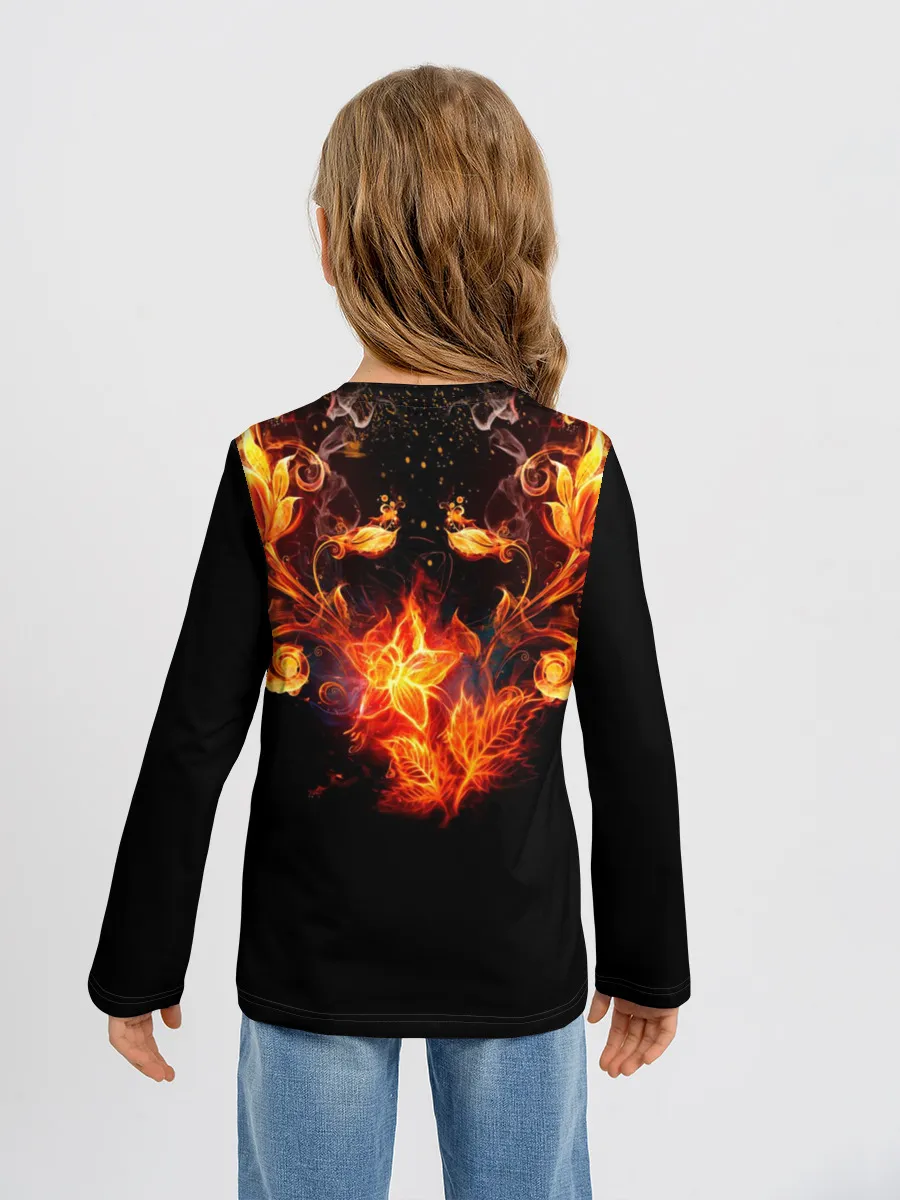 Детский лонгслив / Огненные цветы в темноте