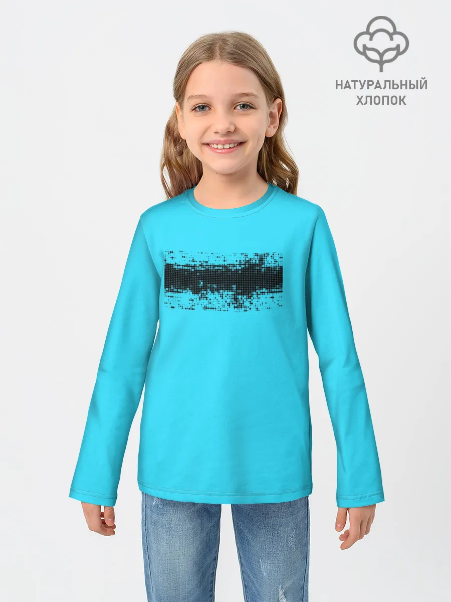 Детский лонгслив / Гранж голубой