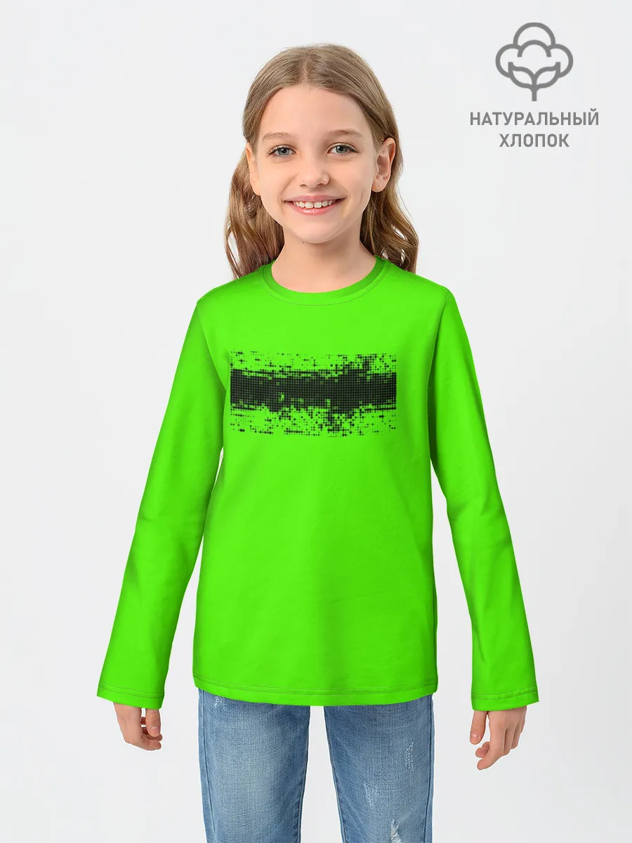 Детский лонгслив / Гранж зеленый