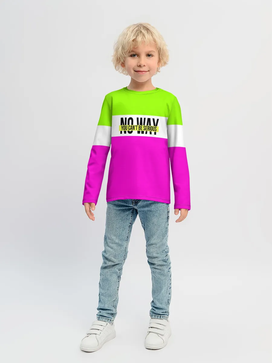 Детский лонгслив / Serious зелено-розовый