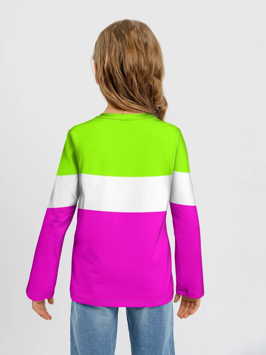 Детский лонгслив / Serious зелено-розовый