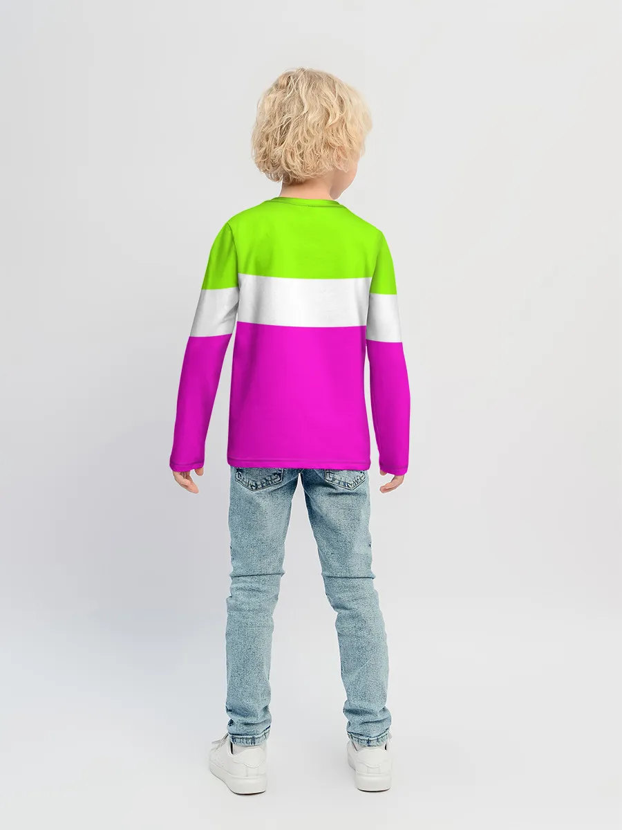 Детский лонгслив / Serious зелено-розовый