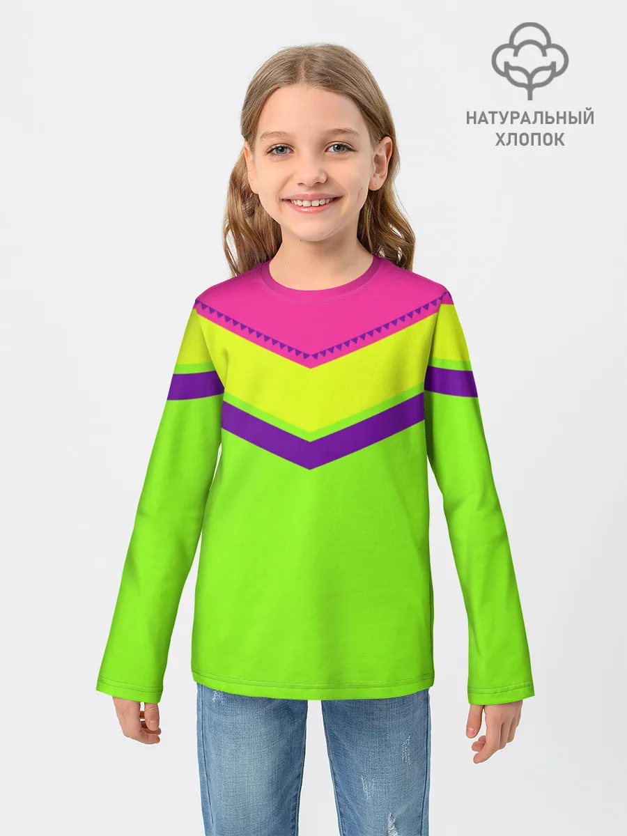 Детский лонгслив / Цветные треугольники_ салатовы