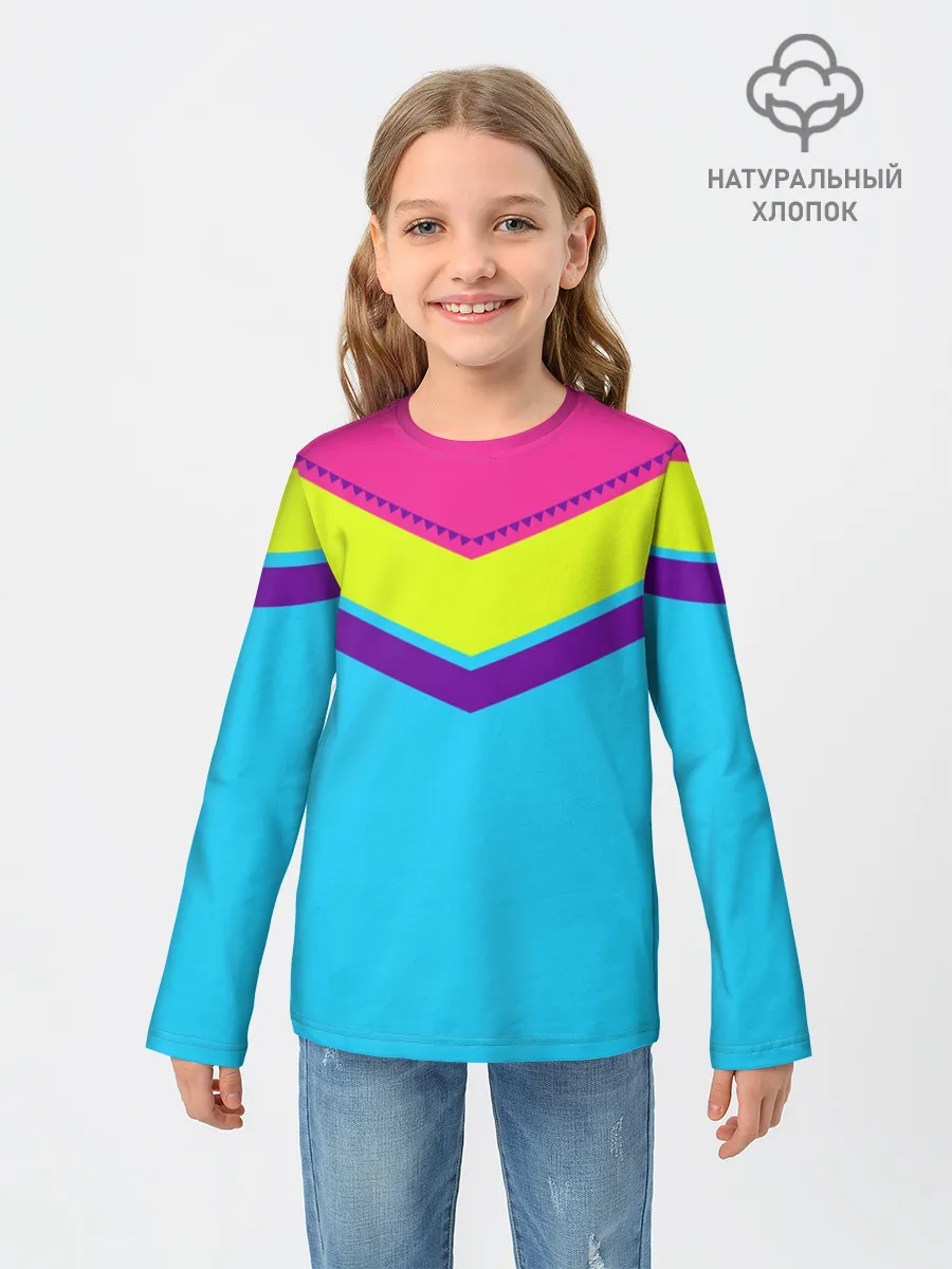 Детский лонгслив / Цветные треугольники_голубой