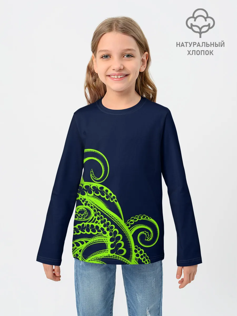 Детский лонгслив / Кислотный осьминожка