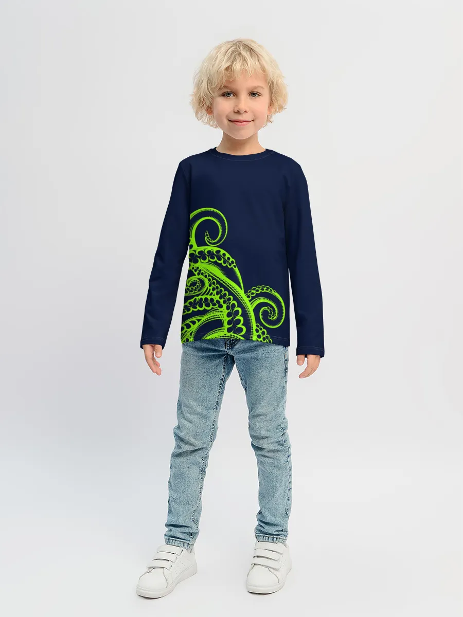 Детский лонгслив / Кислотный осьминожка