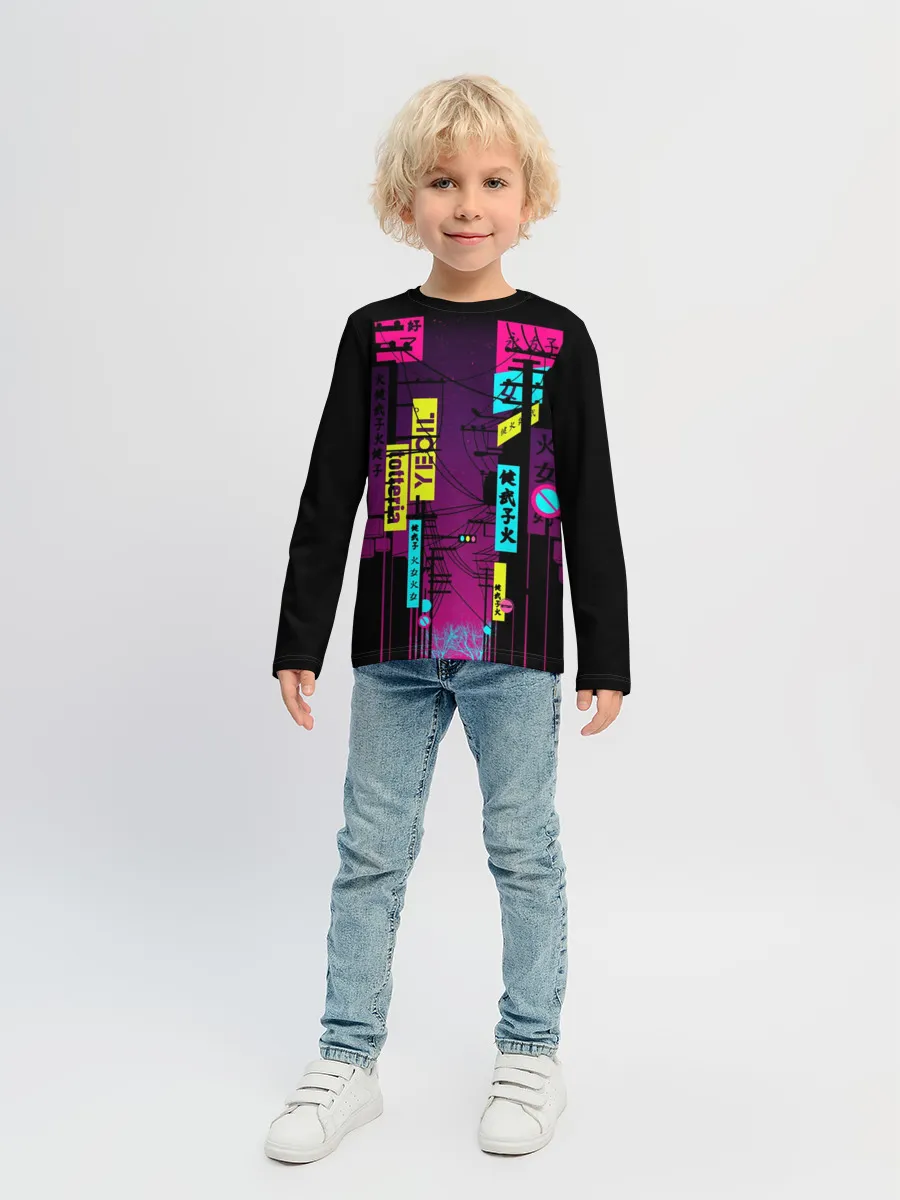 Детский лонгслив / Неоновый город