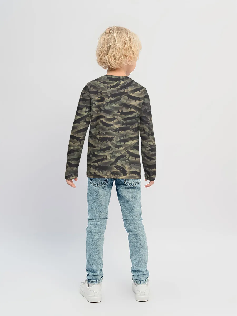 Детский лонгслив / Камуфляж с щуками