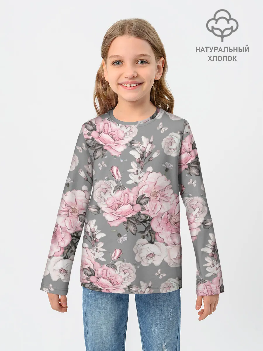 Детский лонгслив / Розовые розы