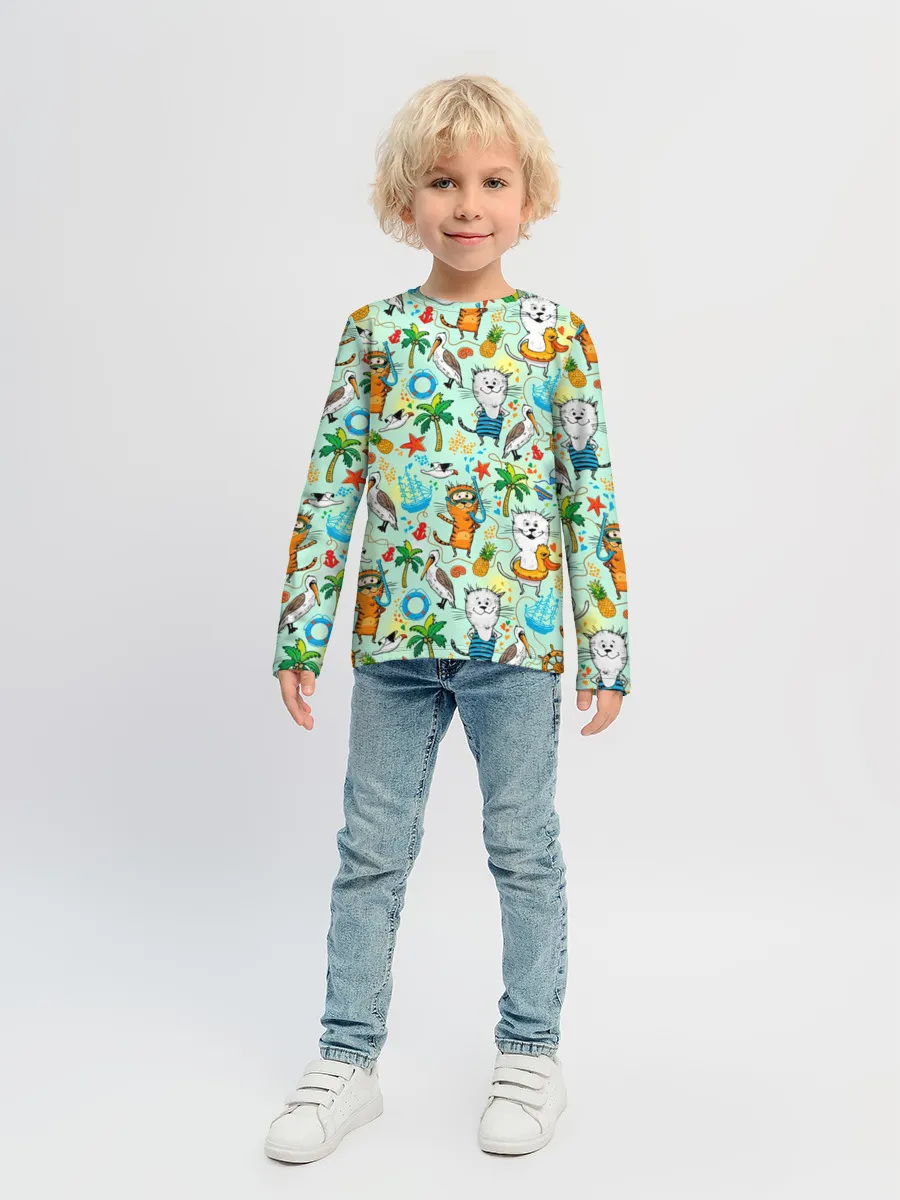 Детский лонгслив / Коты на отдыхе