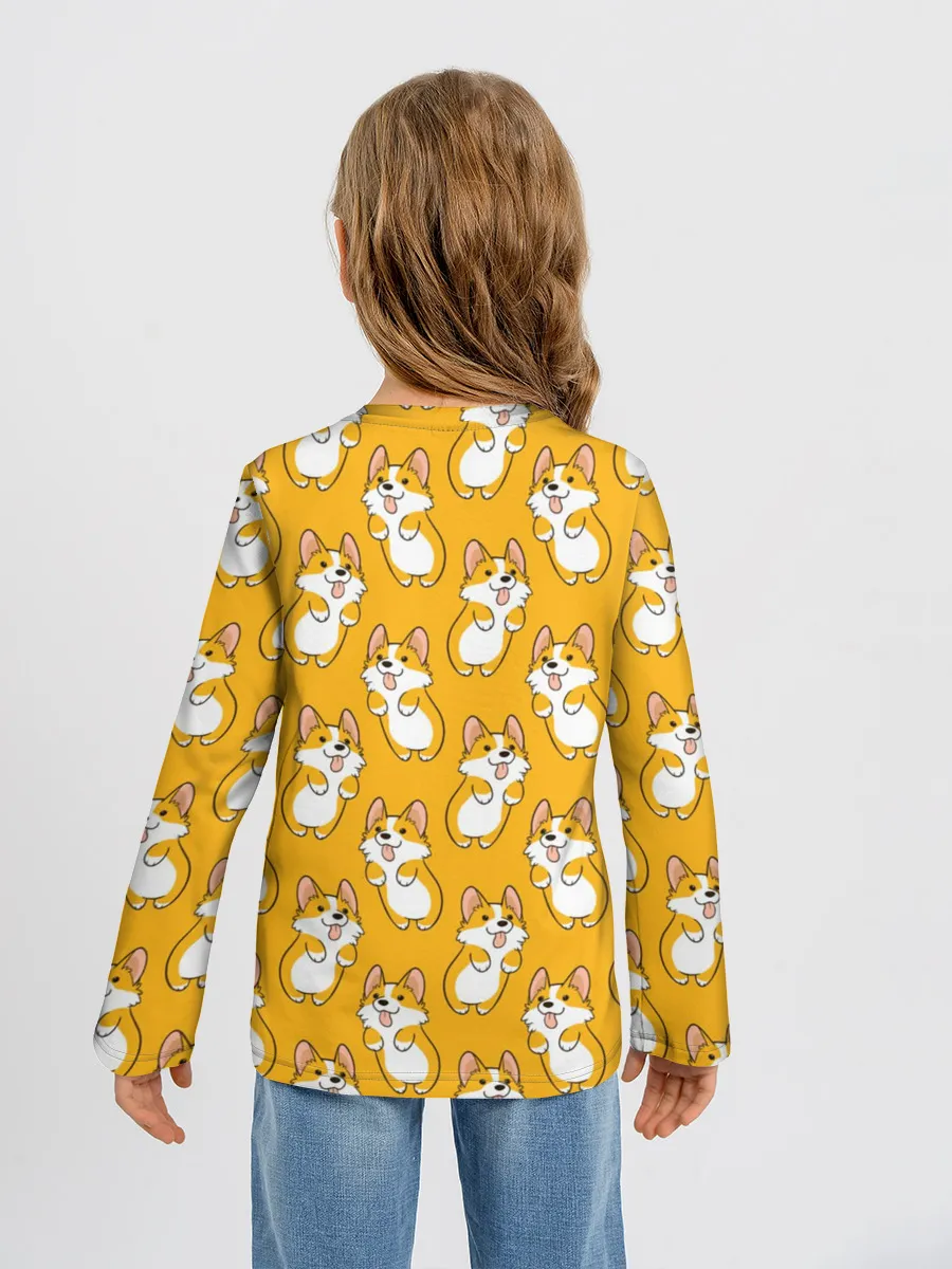 Детский лонгслив / Корги Паттерн 2
