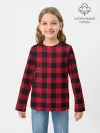 Детский лонгслив / Красный паттерн крупная клетка