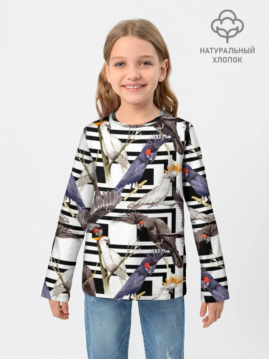 Детский лонгслив / Попугаи какаду