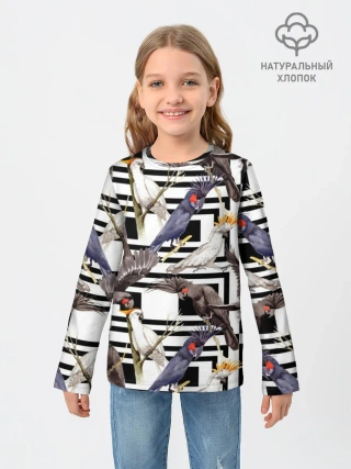 Детский лонгслив / Попугаи какаду