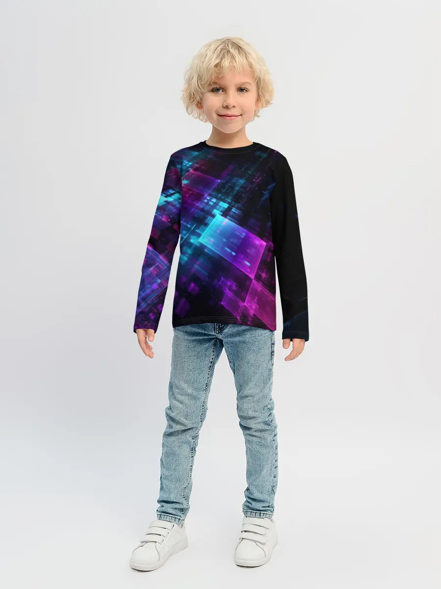 Детский лонгслив / Неоновая абстракция
