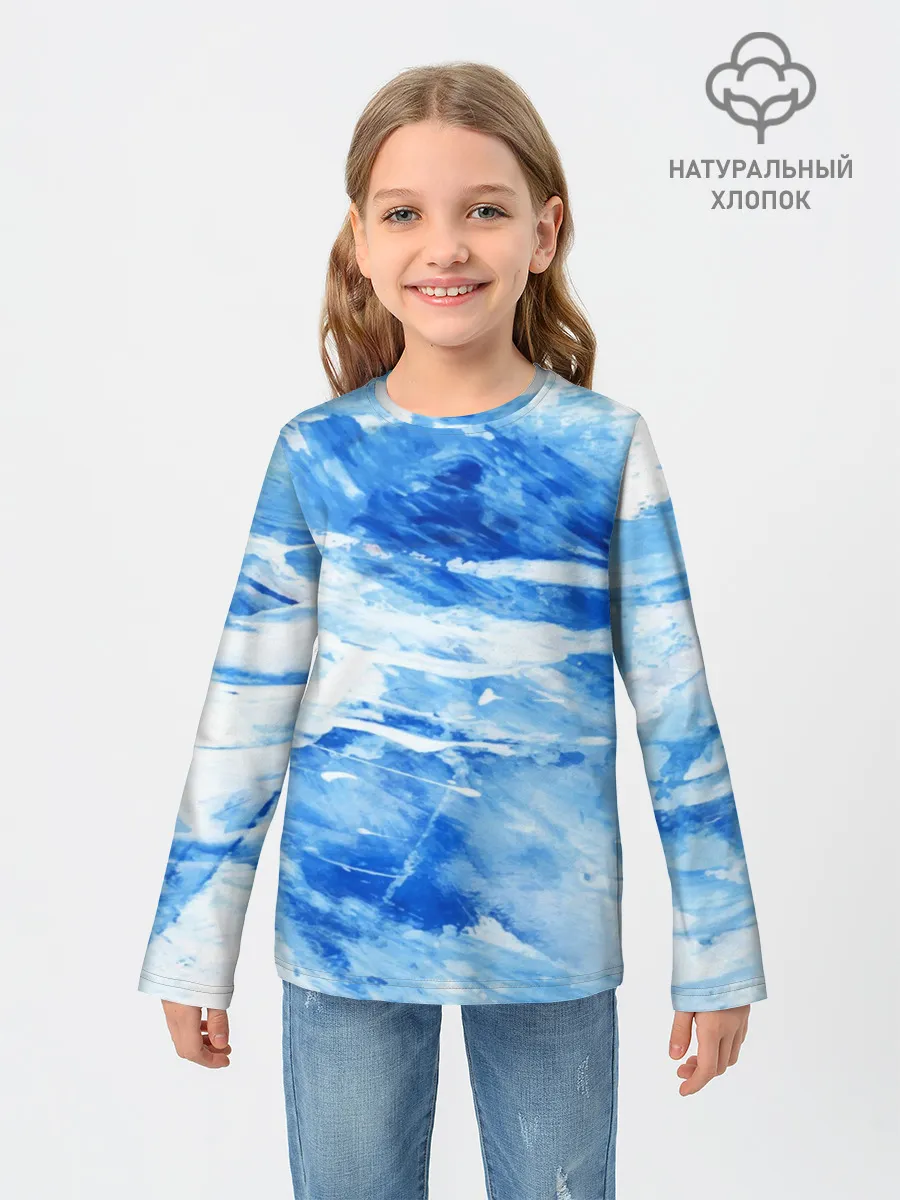 Детский лонгслив / Вода акварель
