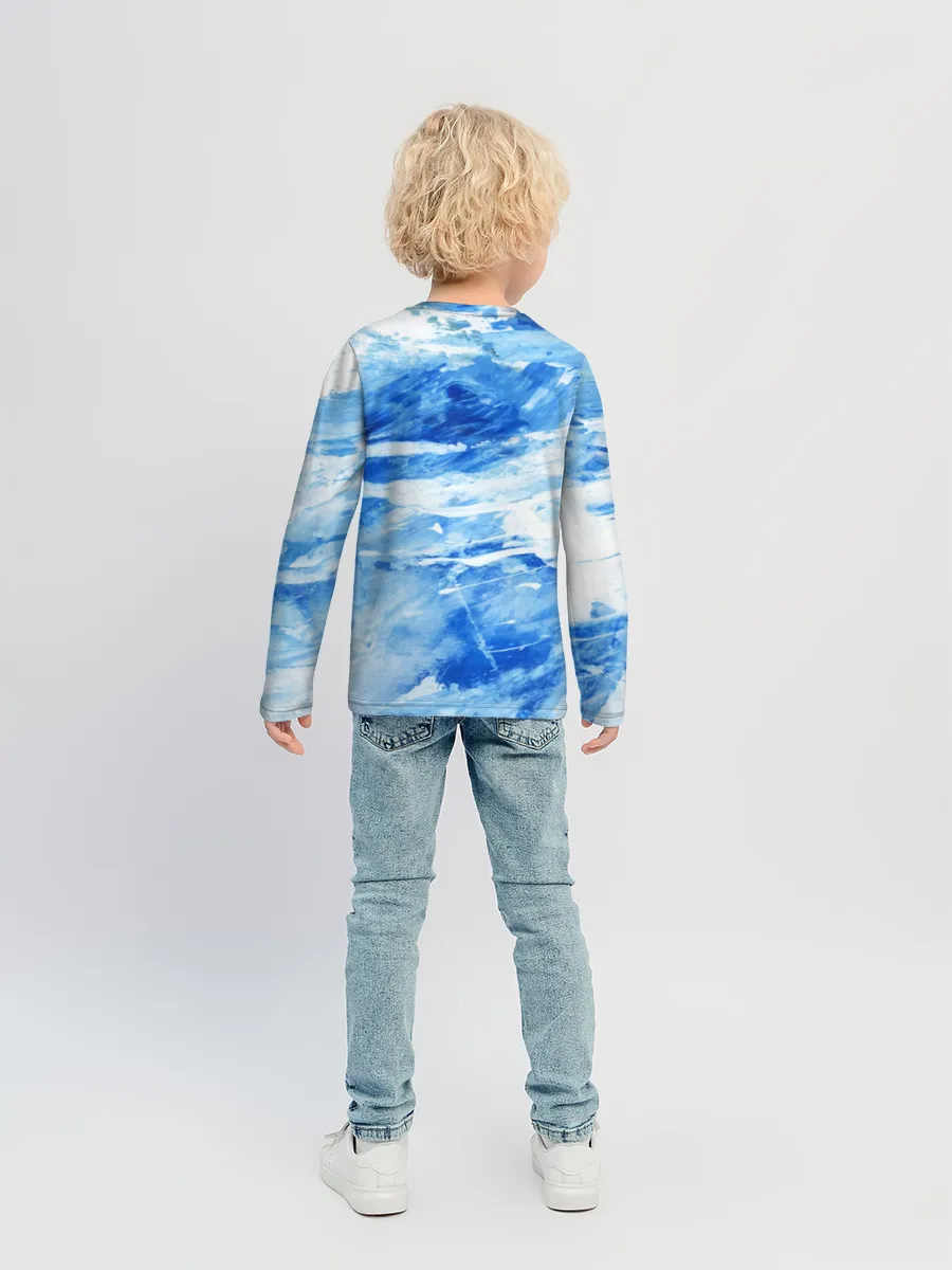 Детский лонгслив / Вода акварель