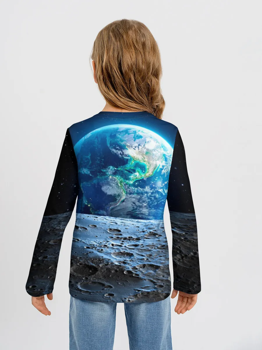 Детский лонгслив / Кот на луне