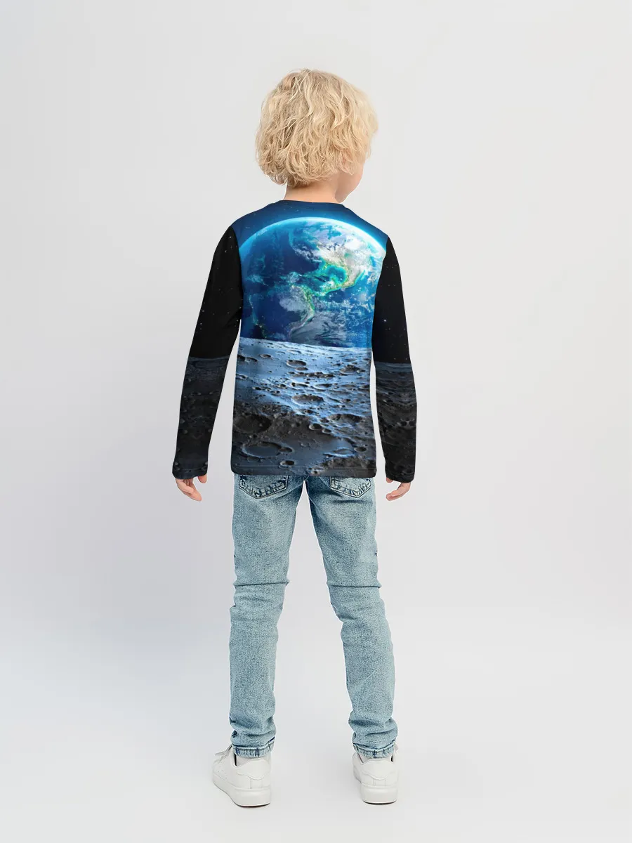 Детский лонгслив / Кот на луне