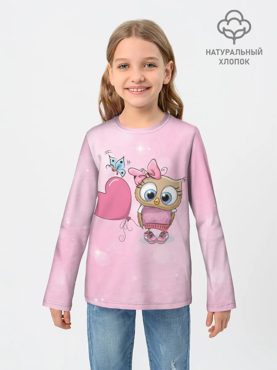 Детский лонгслив / Совушка с шариком