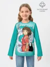 Детский лонгслив / Тихиро и Хаку зеленый фон