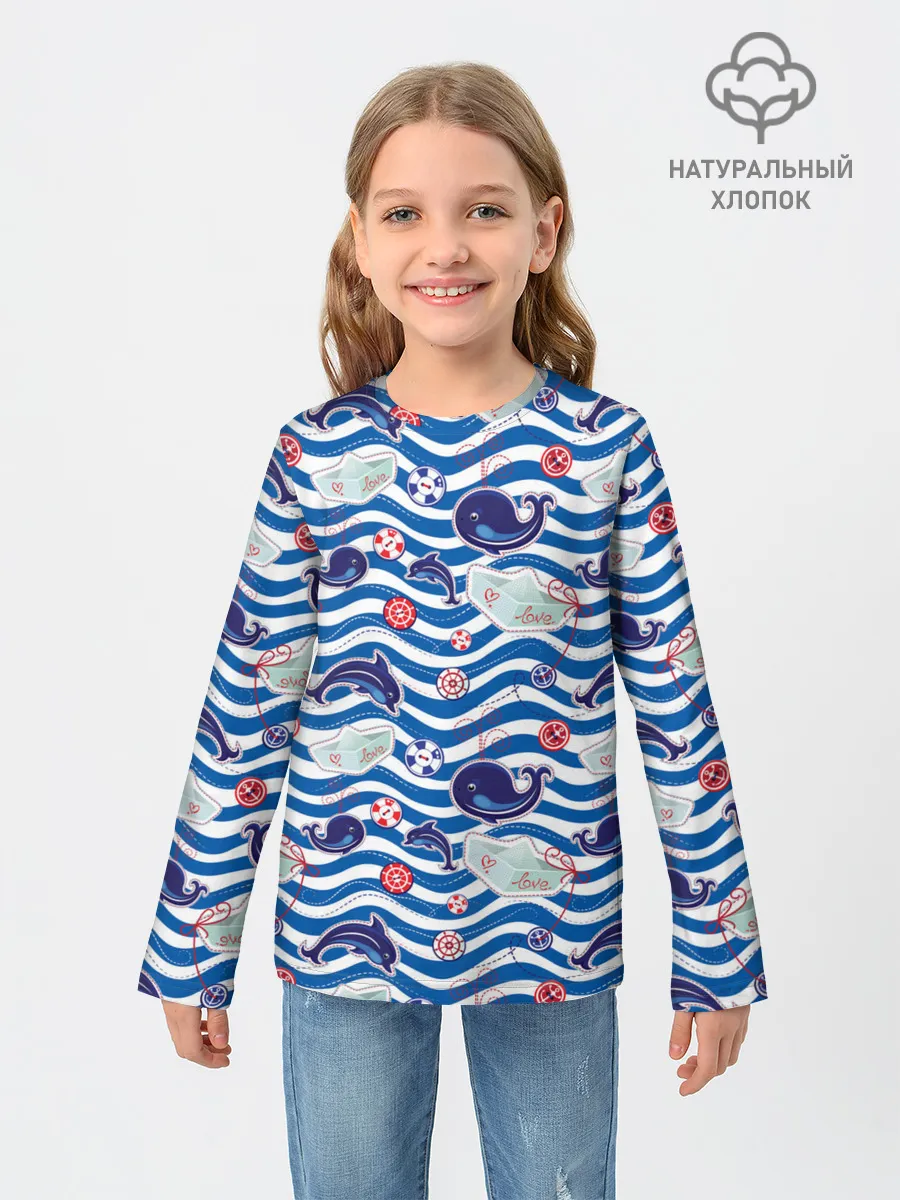 Детский лонгслив / Киты и дельфины
