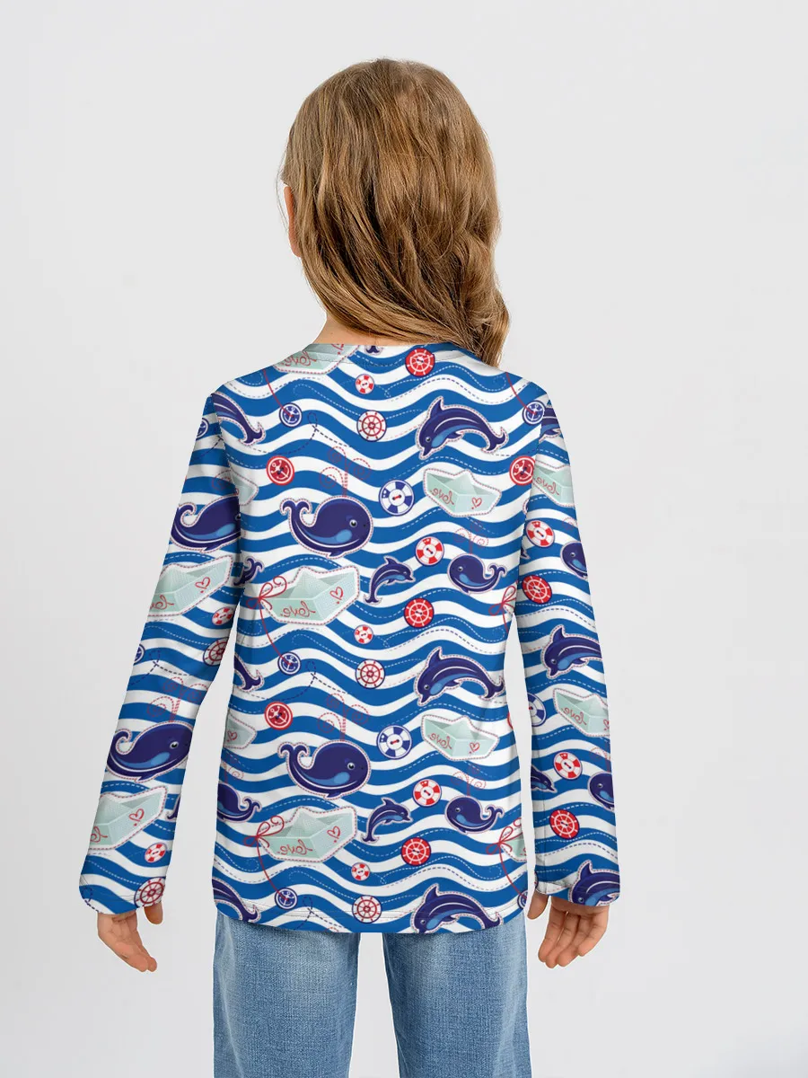 Детский лонгслив / Киты и дельфины