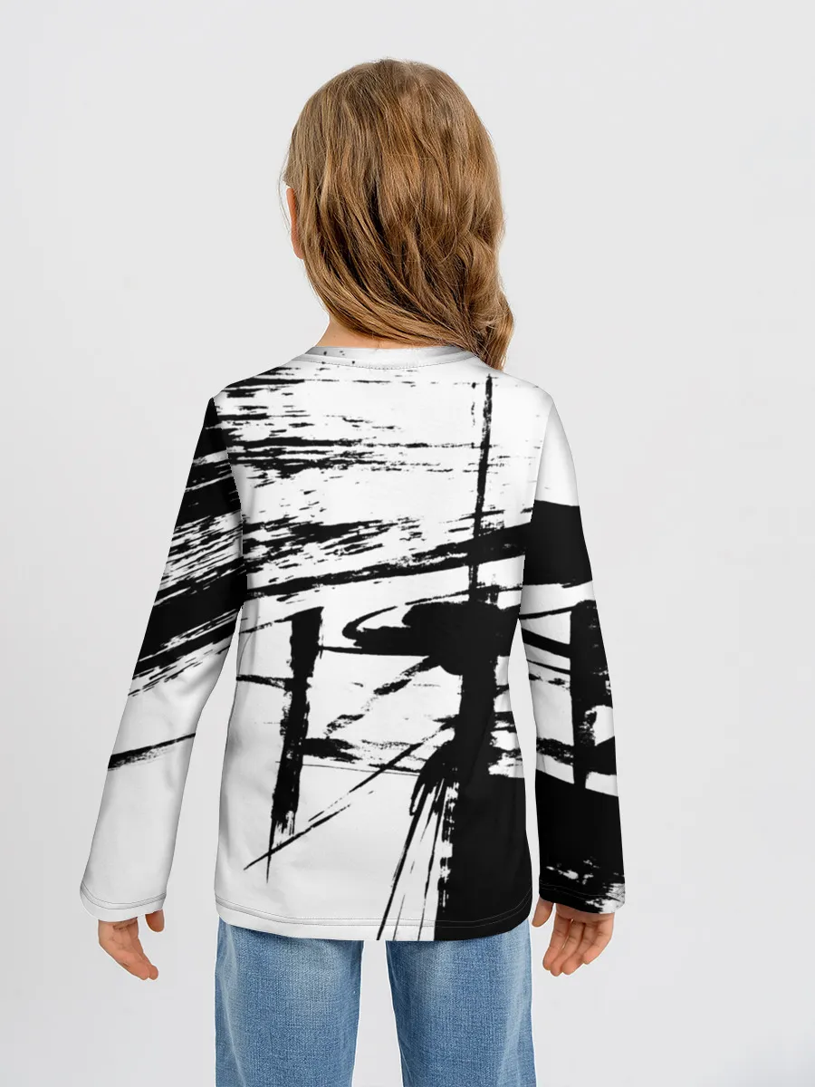 Детский лонгслив / Черно-белая футболка