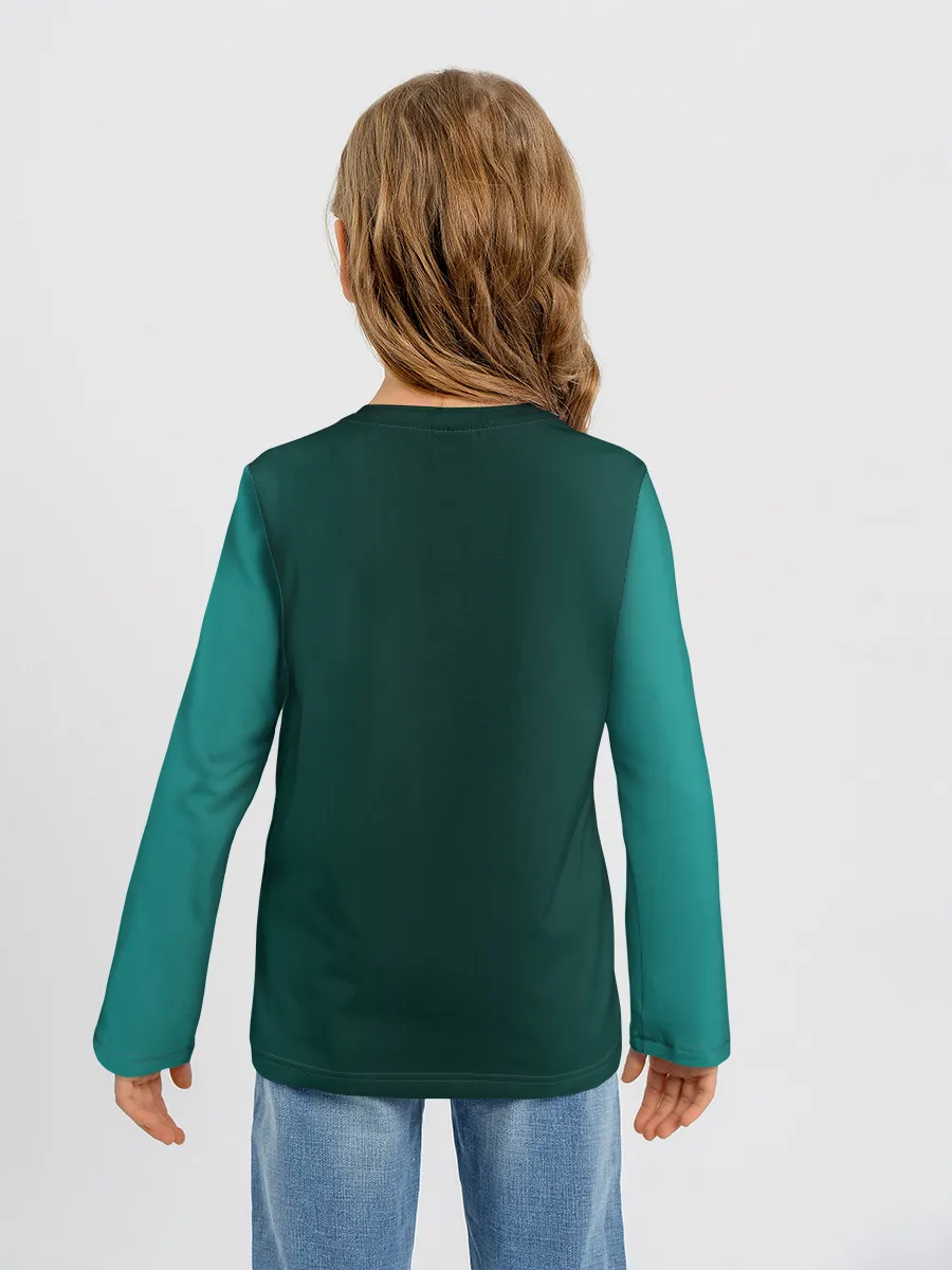 Детский лонгслив / Дракон Хаку зеленый градиент