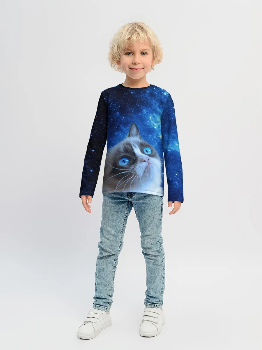 Детский лонгслив / Сердитый кот в космосе