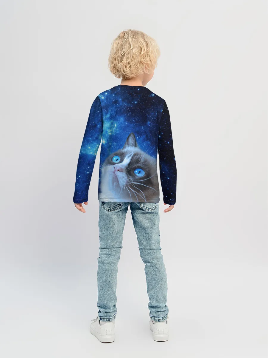 Детский лонгслив / Сердитый кот в космосе