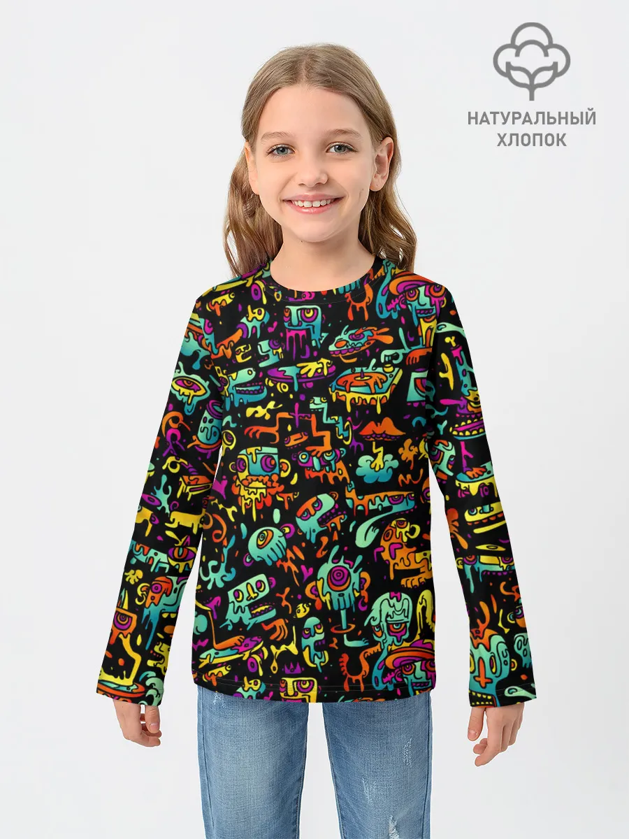 Детский лонгслив / Кислотный Диджей