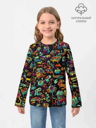 Детский лонгслив / Кислотный Диджей