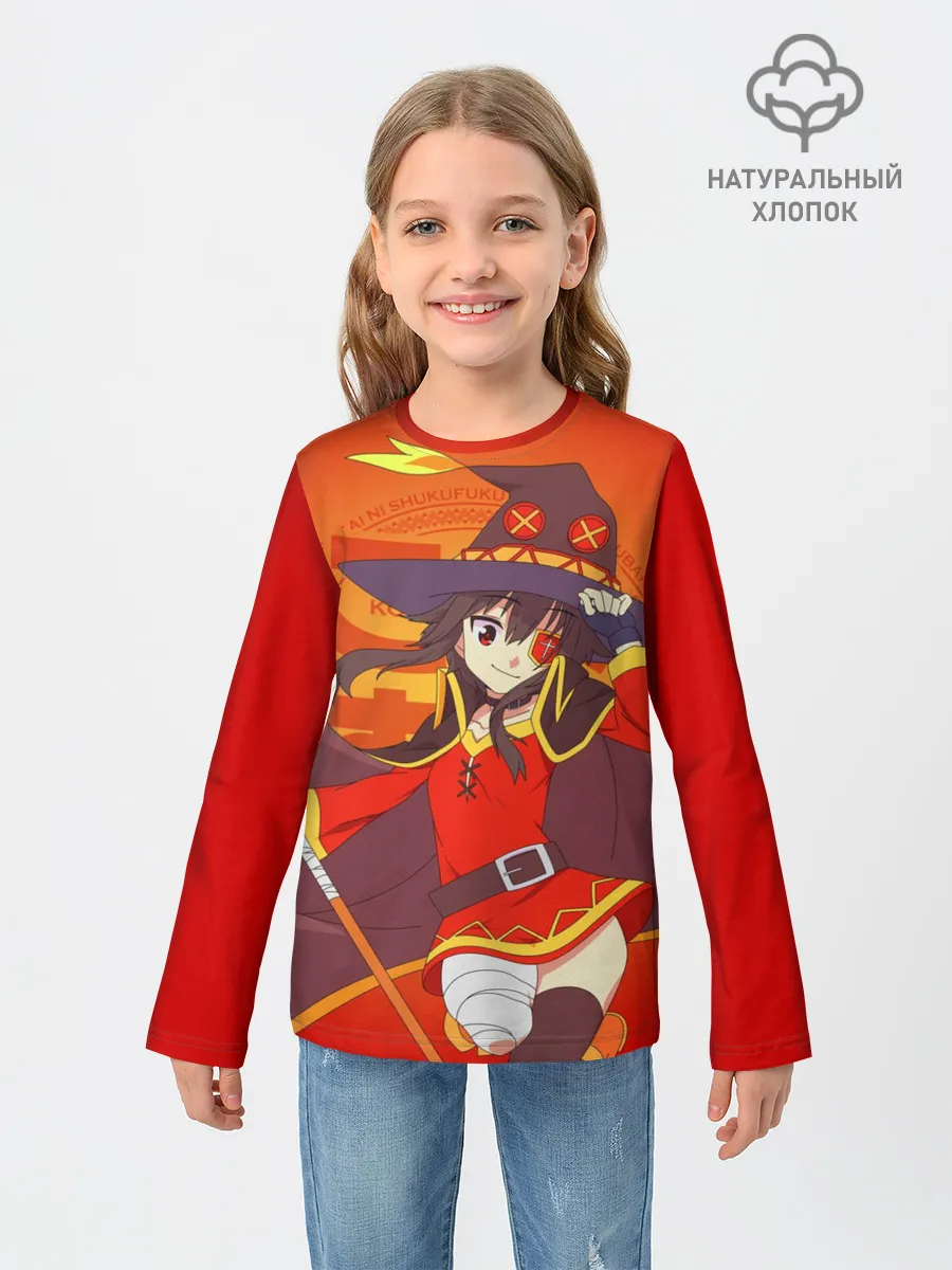 Детский лонгслив / KonoSuba. Мегумин с посохом