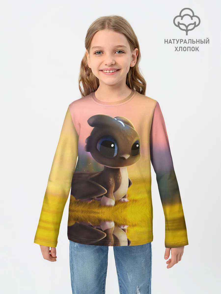 Детский лонгслив / Дракончик на берегу озера