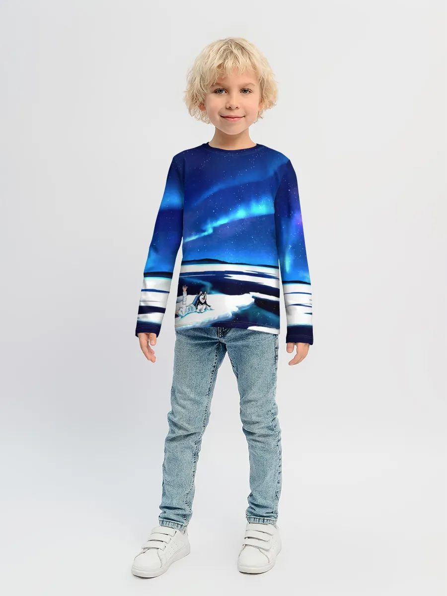 Детский лонгслив / Мальчик и Хаски