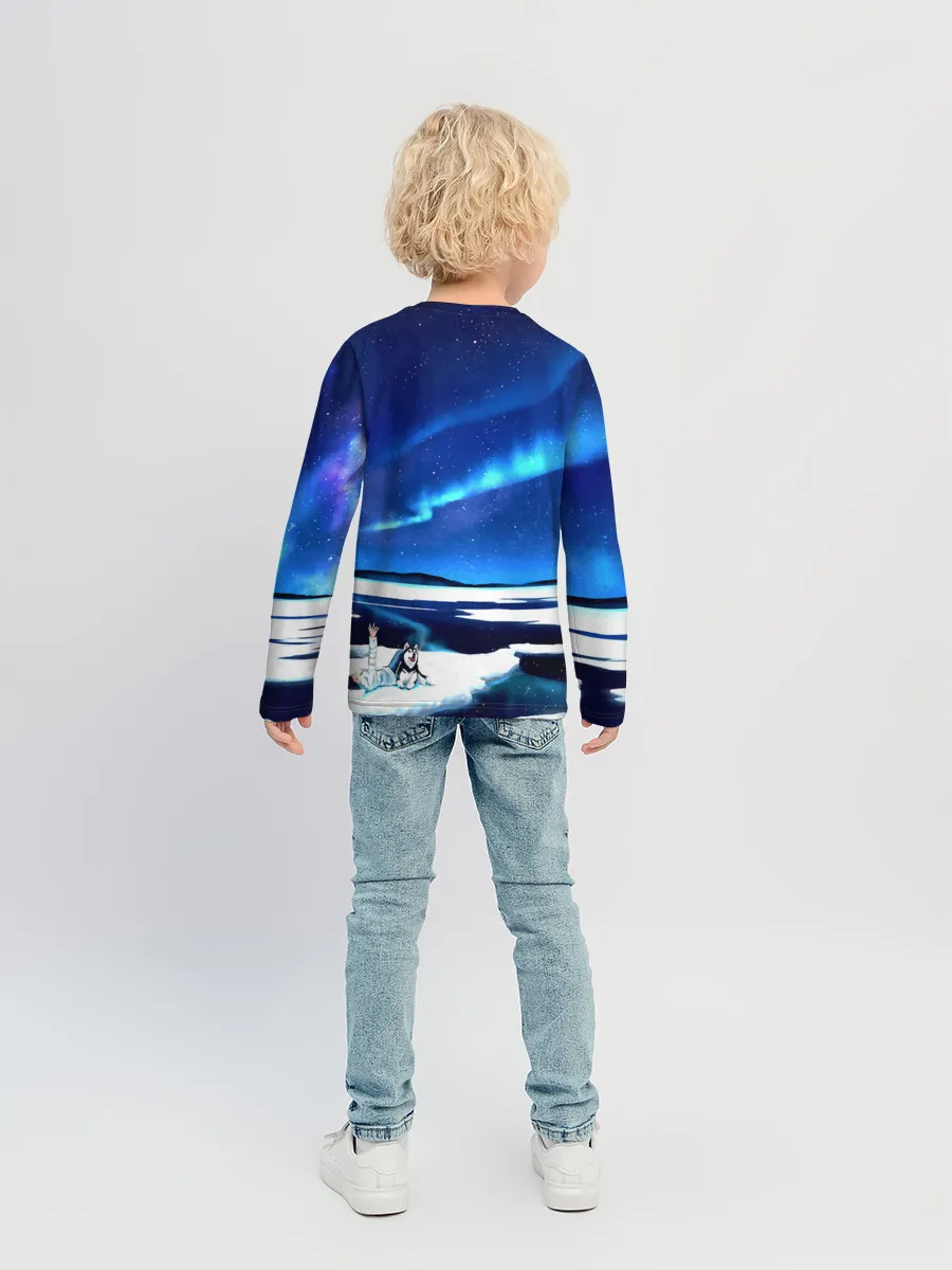 Детский лонгслив / Мальчик и Хаски