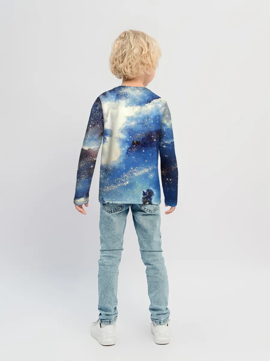 Детский лонгслив / Ёжик в космосе