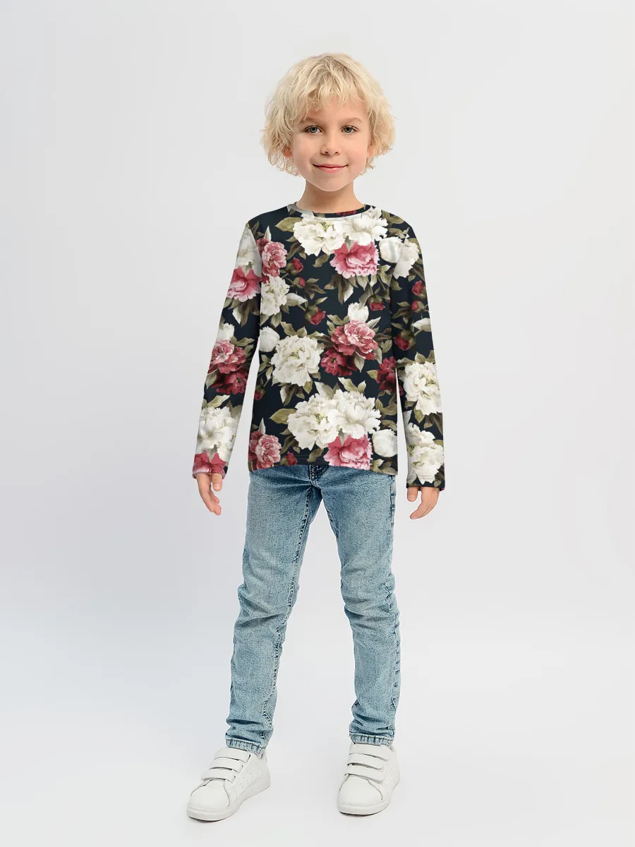 Детский лонгслив / Акварель, розы