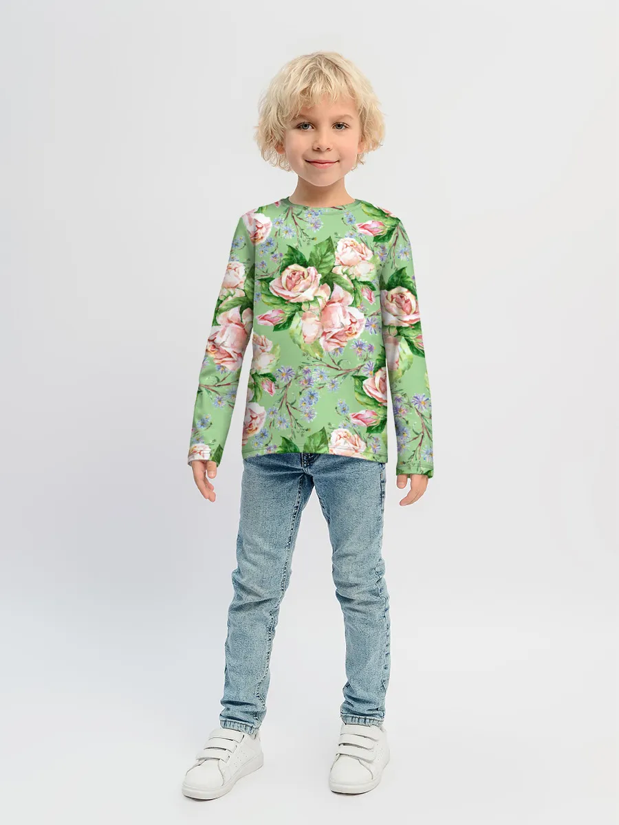 Детский лонгслив / Розы и васильки