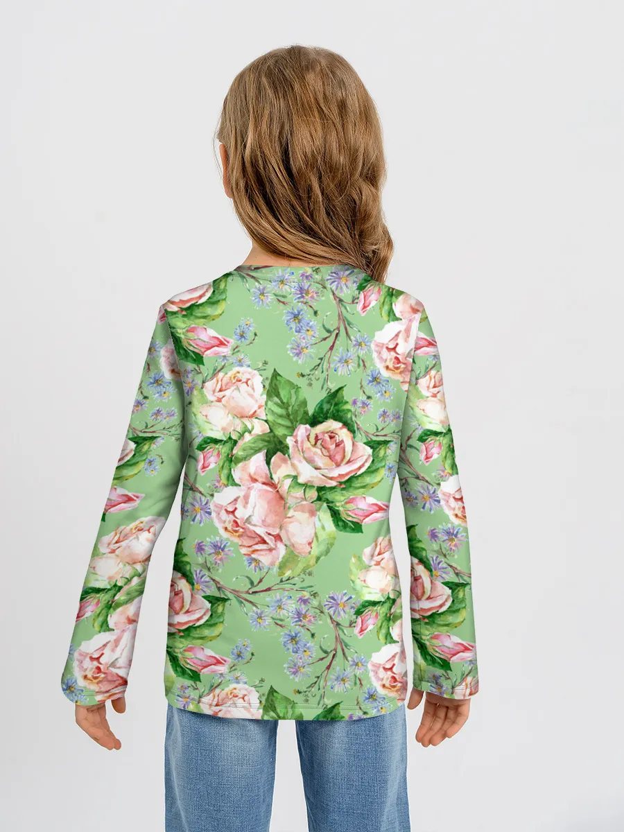 Детский лонгслив / Розы и васильки