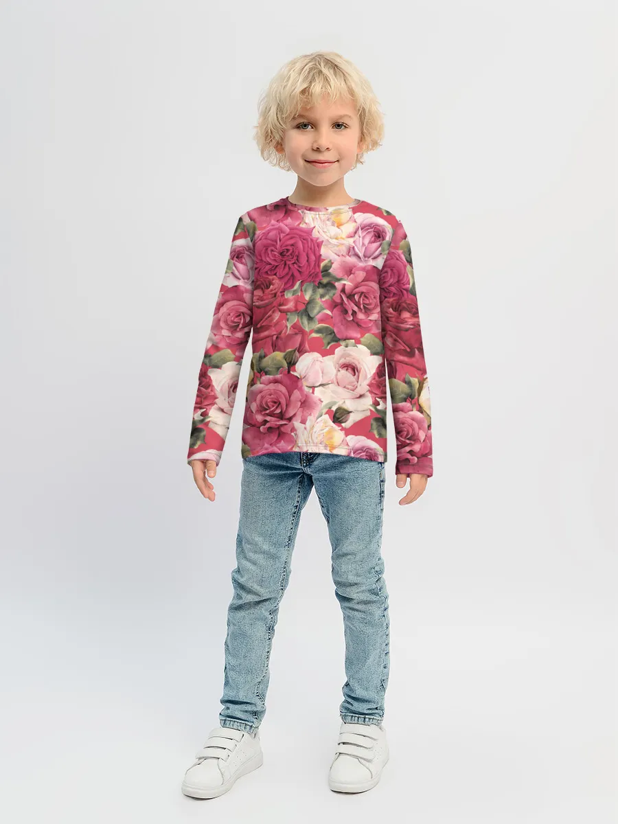 Детский лонгслив / Акварель, розы