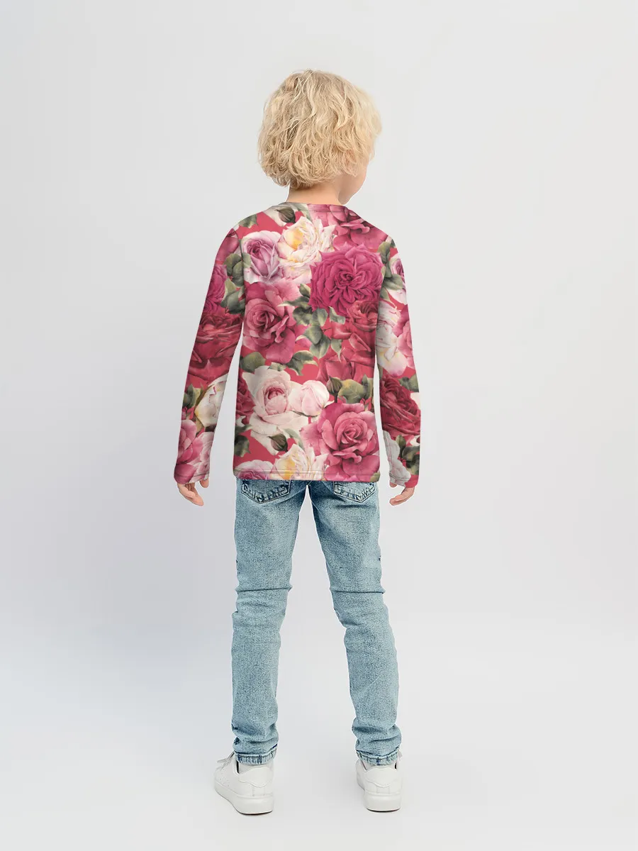 Детский лонгслив / Акварель, розы