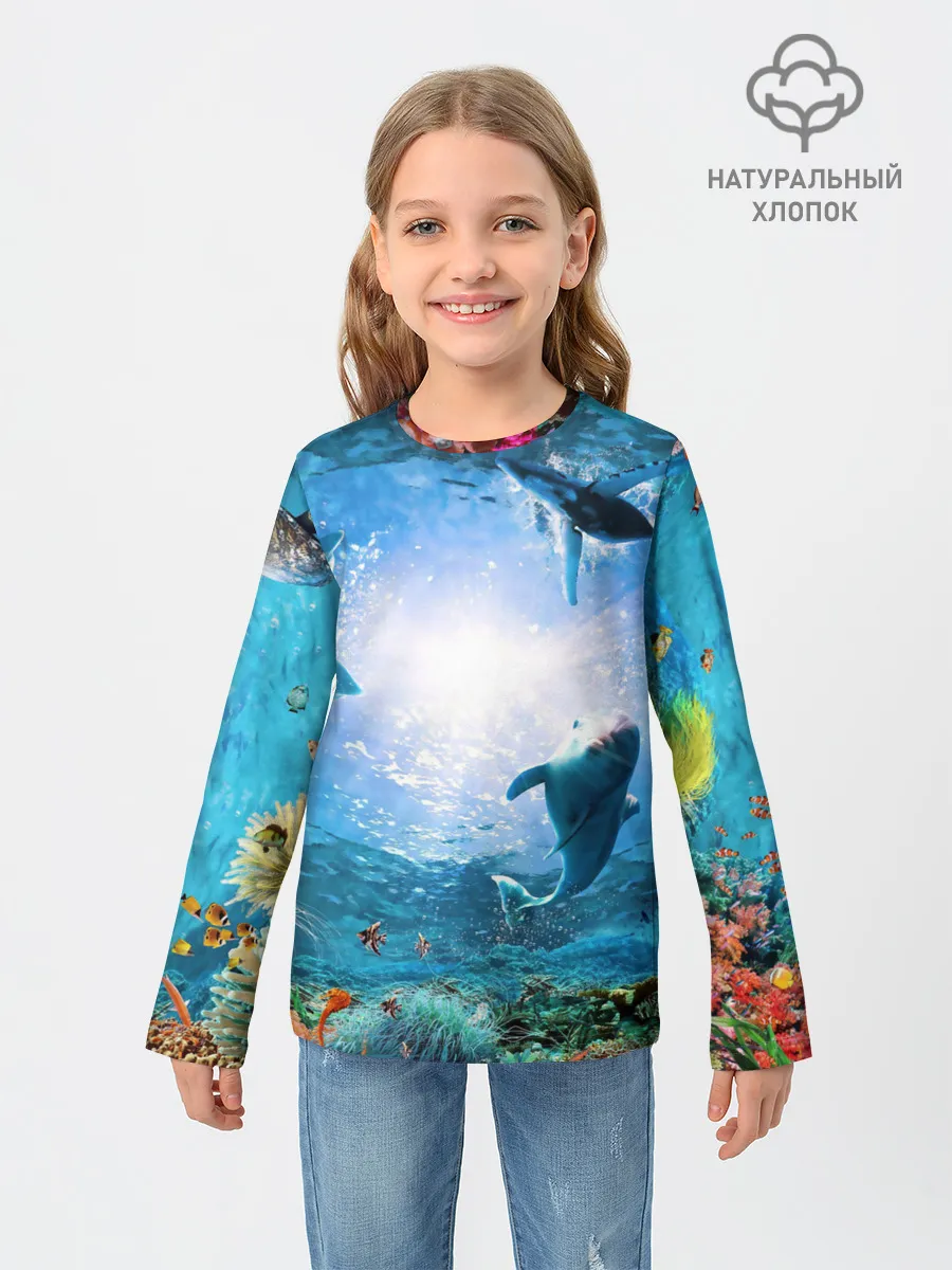 Детский лонгслив / Дельфины